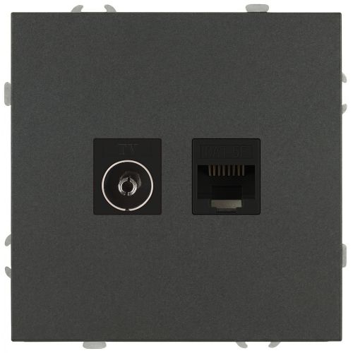 розетка комбинированная сп galaxy rj45 + tv 16а ip20 250в графит эра б0070786 от BTSprom.by