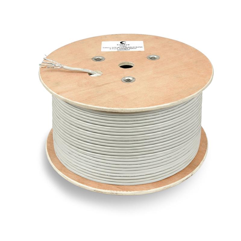 кабель витая пара u/ftp кат.6a 4х2х23awg solid pvc нг(а)-ls stp-4p-cat.6a-solid-in-pvc сер. (уп.305м) cabeus 7196c от BTSprom.by