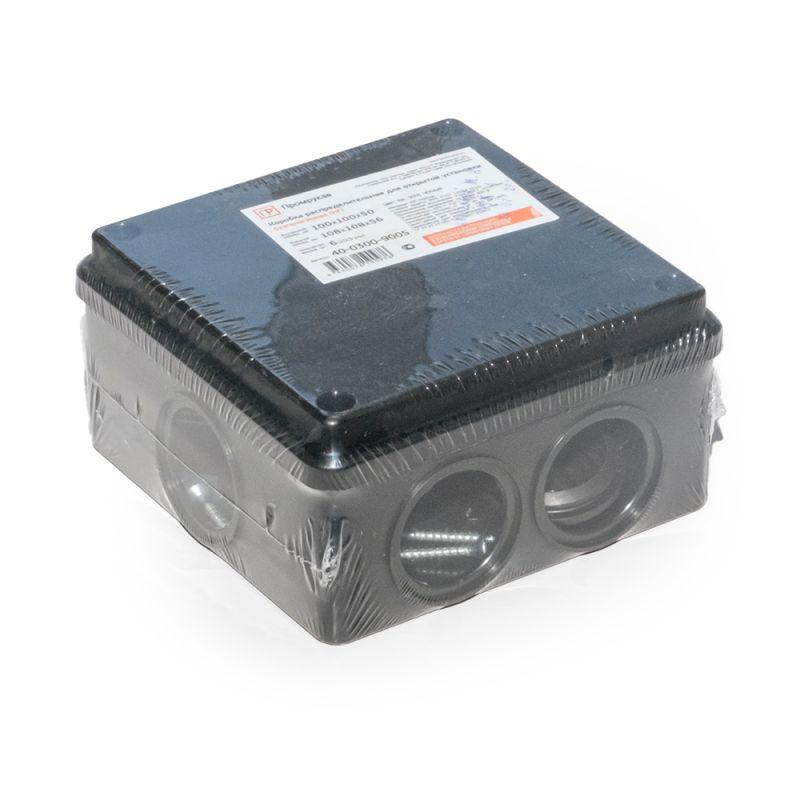  Коробка распределительная ОП 100х100х50 безгалогенная (HF) черн. Промрукав 40-0300-9005 фото в каталоге от BTSprom.by