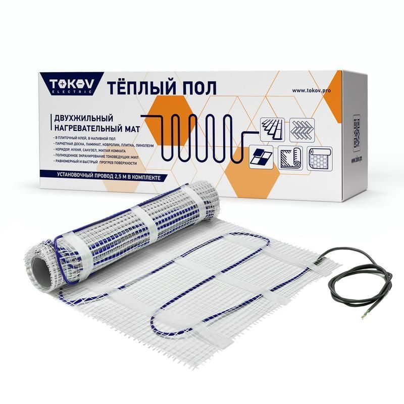 комплект "теплый пол" (мат) 150вт/кв.м 7кв.м tokov electric tke-mat150-1050-7 от BTSprom.by
