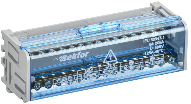 шины на din-рейку (кросс-модуль) шнк 2х15 l+pen tekfor iek tf-dn10-2-15-125 от BTSprom.by