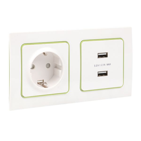  Рамка 2-м Стокгольм бел. с линией цвета зел. PROxima EKF EXM-G-303-20 фото в каталоге от BTSprom.by