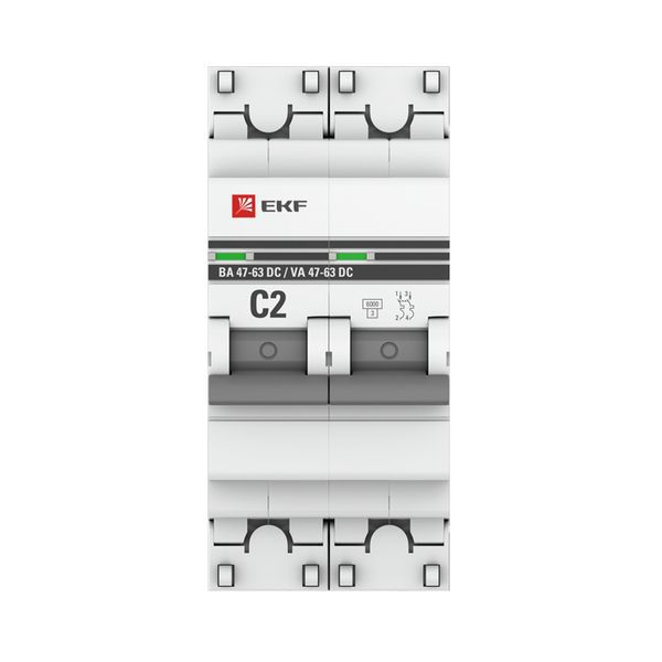  Выключатель автоматический модульный 2п C 2А 6кА ВА 47-63 DC PROxima EKF mcb4763-DC-2-02C-pro фото в каталоге от BTSprom.by