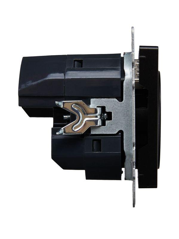  Розетка BRITE РЮш10-1-БрЧ 16А с USB A+A 2.1А с заземл. защ. шторки механизм черн. IEK BR-R14-16-U21-D21-K02 фото в каталоге от BTSprom.by