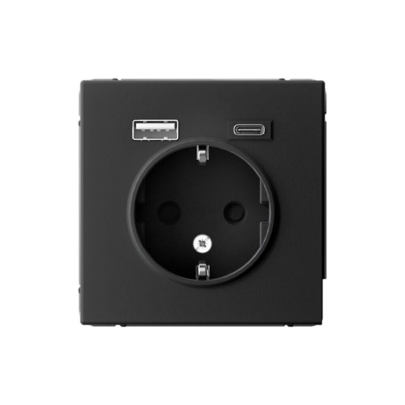 розетка artgallery 16а с 2-мя заряд. устройствами usb a+c 5в/2.4а/3а 2х5в/1.5а механизм карбон se gal001032 от BTSprom.by