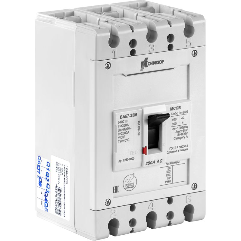выключатель автоматический в литом корпусе ва57-35м-340010-200а-2500а контактор l250-0100 от BTSprom.by