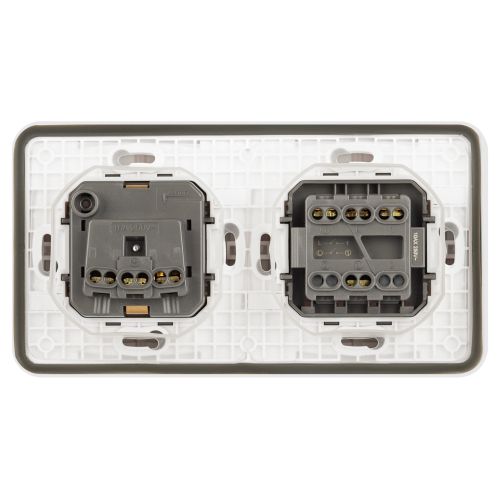  Блок СП Эксперт 11-7522-01 (розетка + выключатель) 16A IP55 250В 10AX двойн. бел. Эра Б0063274 фото в каталоге от BTSprom.by