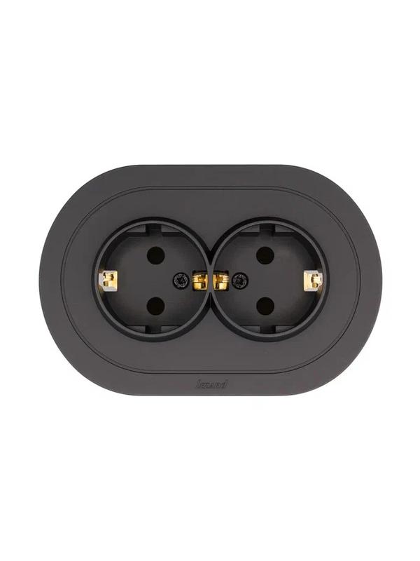 розетка 2-м сп osen ip44 с заземл. пбт круглая черн. бархат lezard 744-4200-127bpch от BTSprom.by