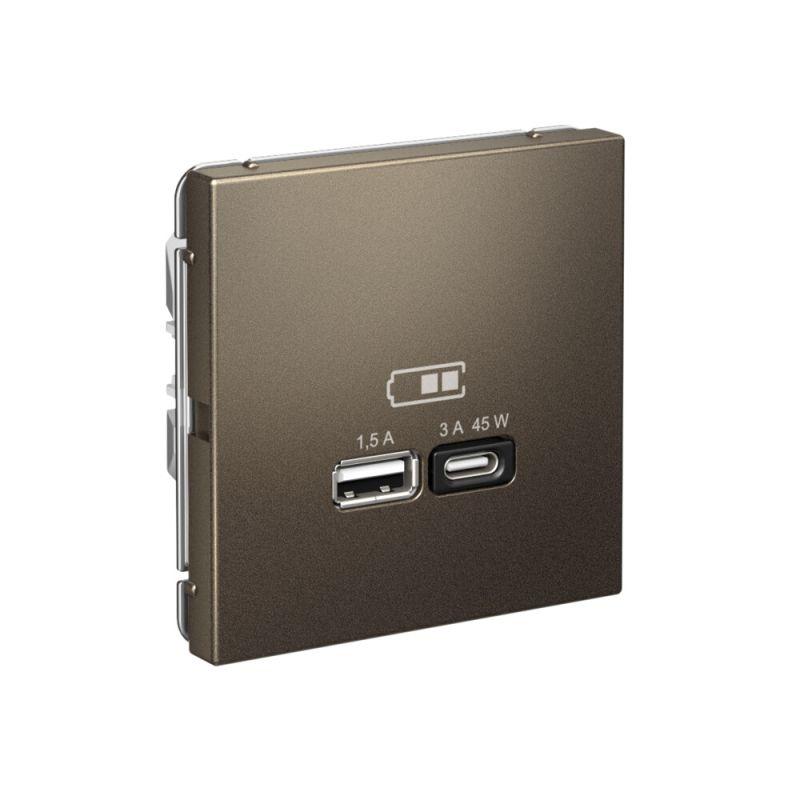  Розетка USB ArtGallery тип A+C 45Вт QC PD высокоскор. ЗУ механизм мокко SE GAL000629 фото в каталоге от BTSprom.by