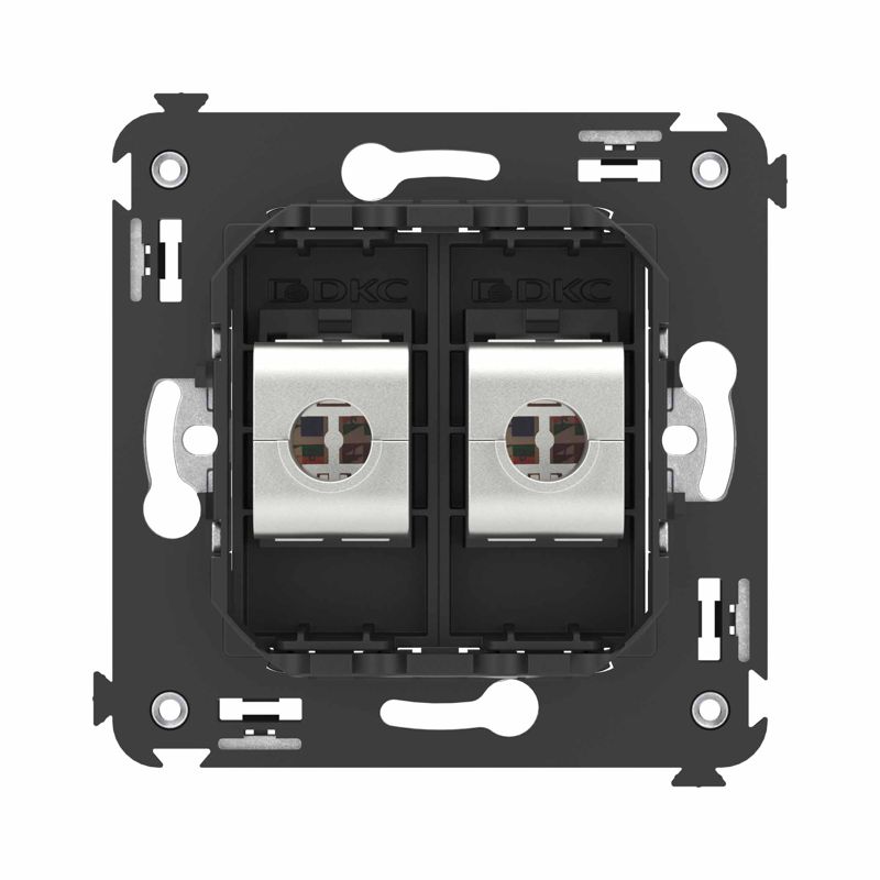  Розетка компьютерная 2-м СП Avanti "Черный матовый" RJ45 кат.6A без шторок экранир. механизм DKC 4412774 фото в каталоге от BTSprom.by