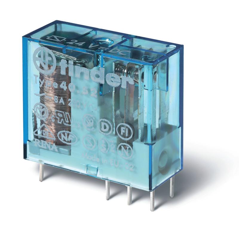 реле миниатюрное универсальное электромеханич. монтаж на печатную плату или в розетку выводы с шагом 5мм 2no 8а agni+au 110в dc влагозащ. rtiii (уп.10шт) finder 405291105301pac от BTSprom.by