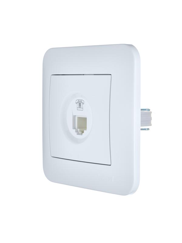  Розетка телефонная евро 1-м СП ASTI IP20 RJ11 в сборе бел. LEZARD 7081-0202-137 фото в каталоге от BTSprom.by