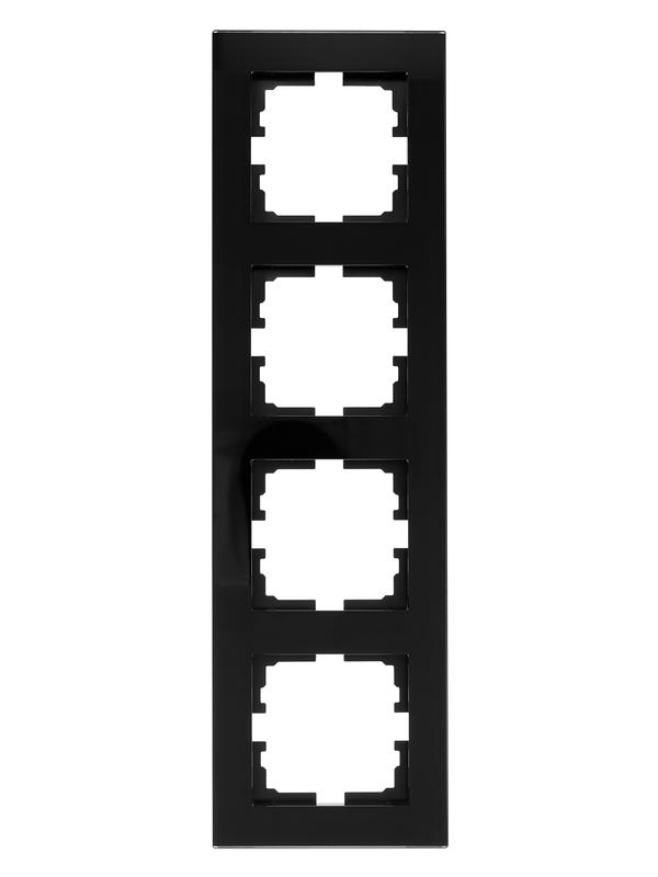  Рамка 4-местн. вертик. VESNA стекло черн. LEZARD 742-5880-154 фото в каталоге от BTSprom.by