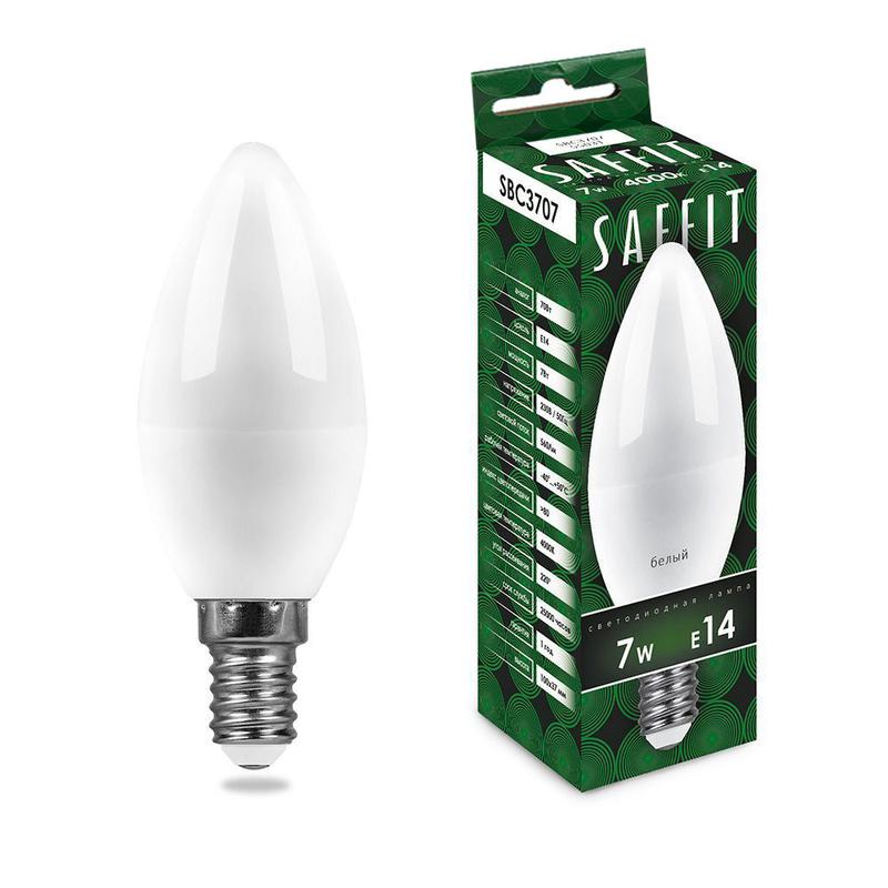 лампа светодиодная 7вт 230в e14 6400к c37 sbc3707 saffit 55169 от BTSprom.by
