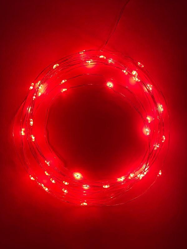 гирлянда светодиодная "нить" 5м 50led красн. свет аа эра б0047963 от BTSprom.by
