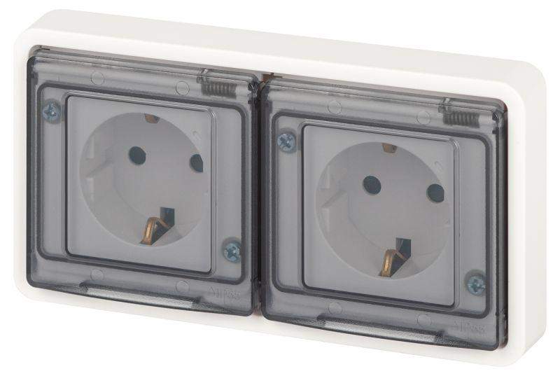 розетка эксперт 11-2524-01 2х2p+e гориз. ip55 шторки 16а-250в су бел. эра б0063254 от BTSprom.by