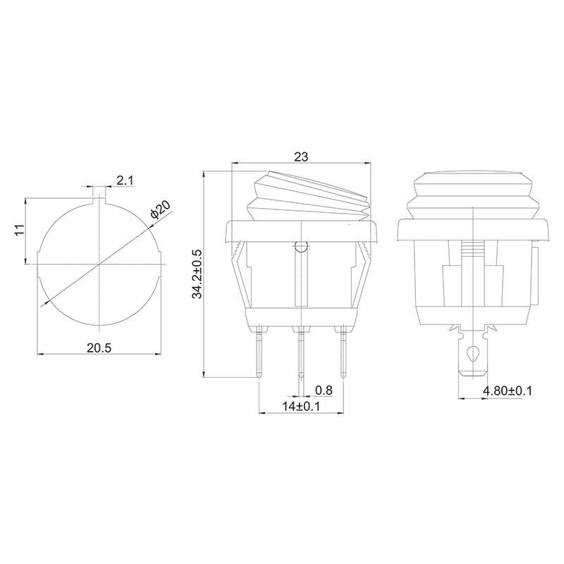  Выключатель клавишный круглый 250В 6А (3c) ON-OFF зел. с подсветкой ВЛАГОЗАЩИТА Rexant 36-2597 фото в каталоге от BTSprom.by