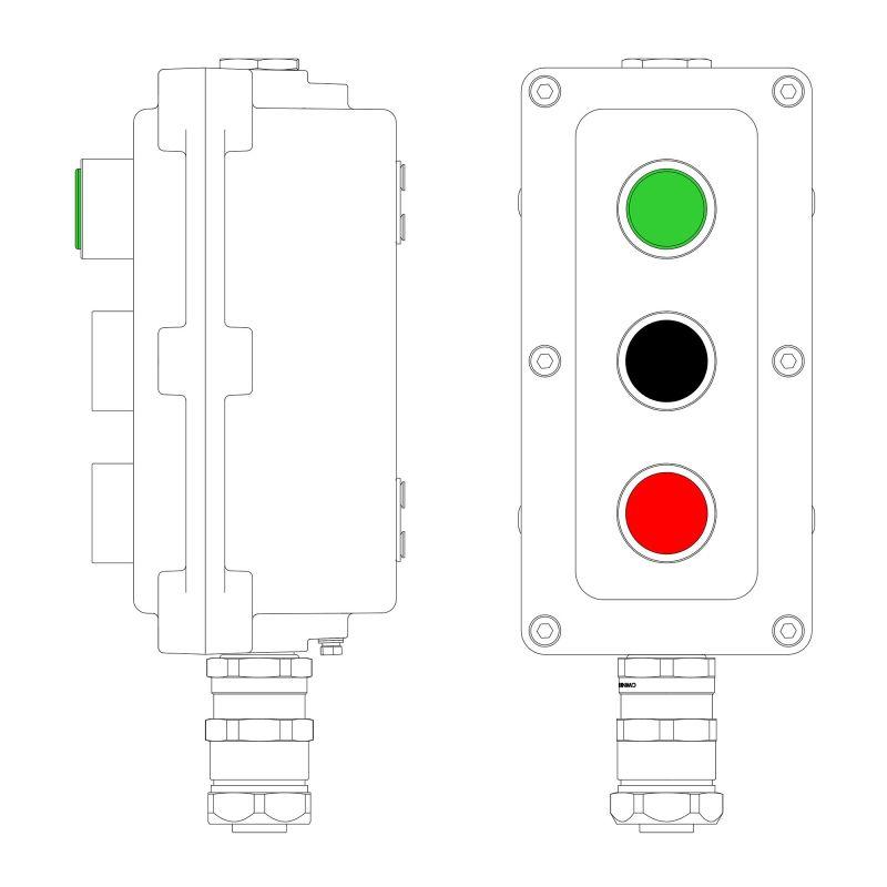 пост управления взрывонепроницаемый из алюм. lcsd-03-b-mb-l1g(220)x1-p1b(11)x1-p1r(11)x1-pbmb-kaepm2mhk-20 dkc lcsd21000123 от BTSprom.by