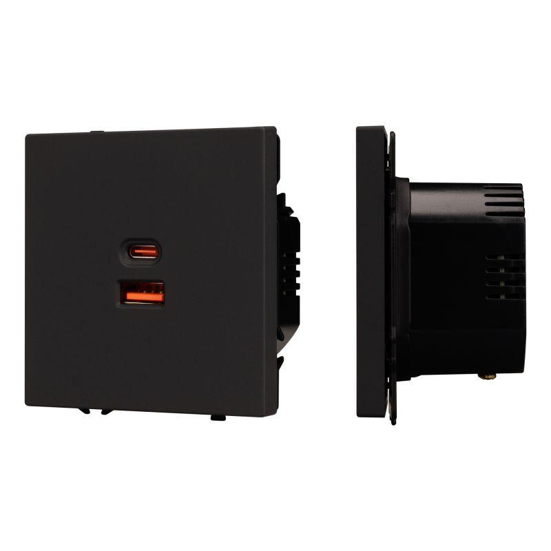 розетка usb arl nobe тип a+c софт-тач черный оникс sct-muac-sfpl-fc-bk (65вт qc3) arlight 054317(1) от BTSprom.by
