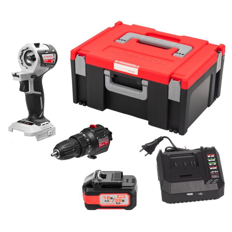 набор инструментов мультимакс "базовый шуруповерт": привод мм-18в модуль дау-10 1 акб 4.0а.ч/18в (2.0а.ч/36в) зу-4.0/18 мультибокс 150 интерскол 755.4.5.40 от BTSprom.by