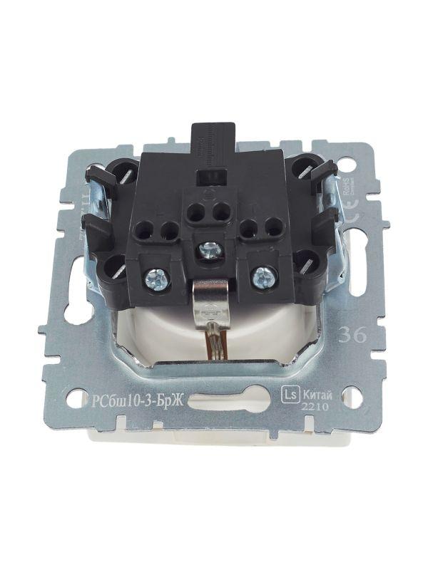  Розетка BRITE РСбш10-3-БрЖ 16А IP20 с заземл. защ. шторки с крышкой механизм жемчуж. IEK BR-R16-16-K36 фото в каталоге от BTSprom.by