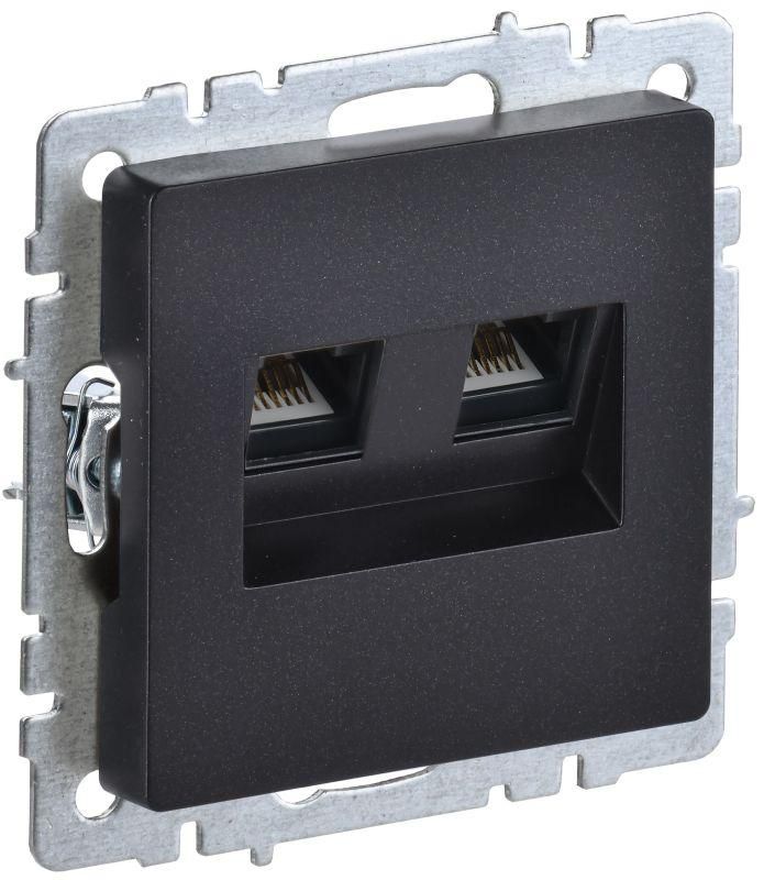 розетка компьютерная двойн. сп rj45 кат.5e brite рк10-2-брч механизм черн. iek br-k20-1-k02 от BTSprom.by