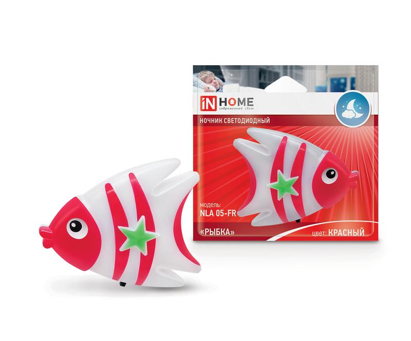 ночник светодиодный nla 05-fr рыбка 230в с выключателем красн. in home 4690612029047 от BTSprom.by