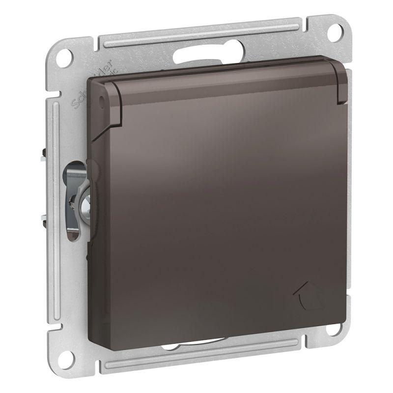 розетка 1-м сп atlasdesign 16а ip20 с заземл. защ. шторки с крышкой механизм мокко se atn000646 от BTSprom.by