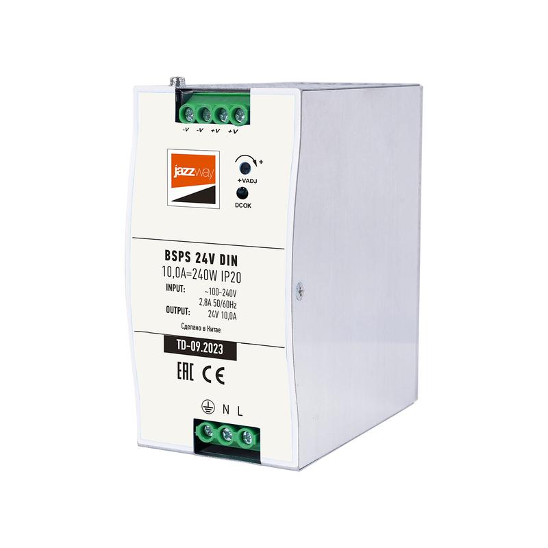 блок питания для светодиодной ленты bsps din 24в 10.0а=240вт ip20 al pro+ jazzway 5050044 от BTSprom.by
