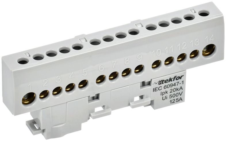 шина l "фаза" изол. на универс. держ. 8х12-14-ср tekfor iek tf-nn20-14-kl-k03 от BTSprom.by