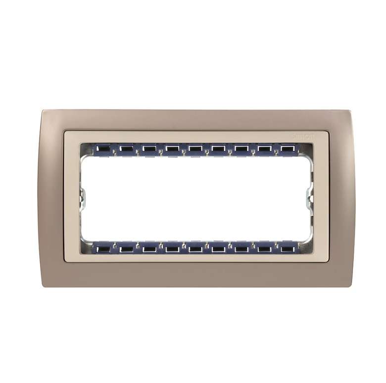 рамка 8мод. simon82 centralizations узкая с суппортом алюм./алюм. simon 82984-33 от BTSprom.by