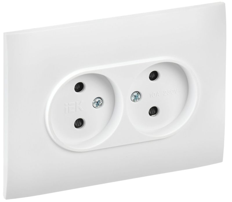 розетка 2-м skandy 10а без заземл. защ. шторки в сборе sk-r09w арктич. бел. iek sk-r23-10-k01-f от BTSprom.by
