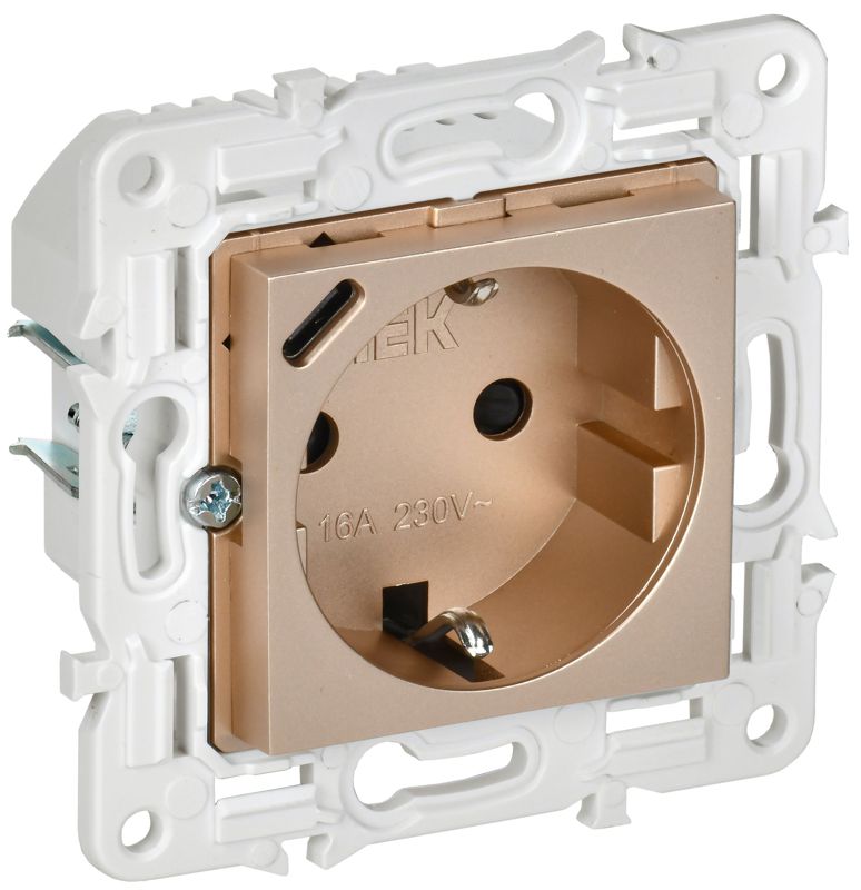 розетка skandy 18вт 16а с заземл. защ. шторки с usb c sk-r17sa песочн. iek sk-r14-16-u14-018-k98 от BTSprom.by