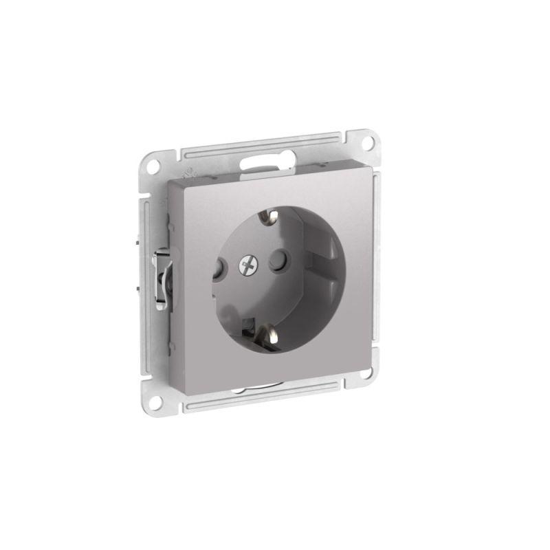 розетка atlasdesign 16а с заземл. защ. шторки быстрозажим. клем. механизм алюм. se atn000345s от BTSprom.by