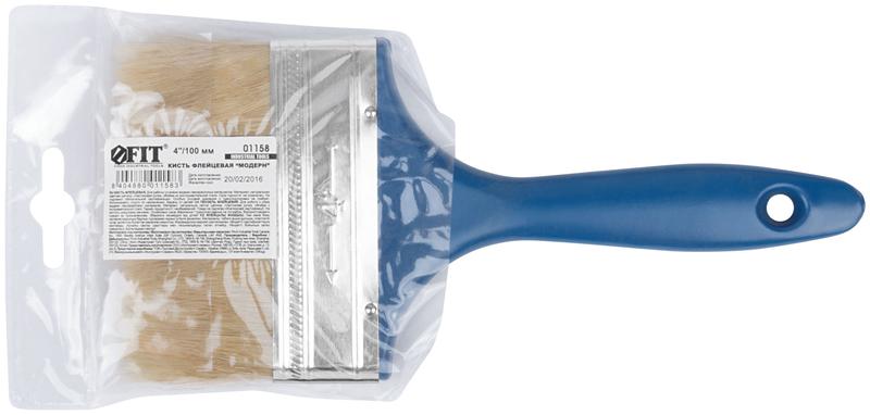  Кисть флейцевая "Модерн" натур. светлая щетина пластиковая ручка 4дюйм (100мм) FIT 01158 фото в каталоге от BTSprom.by