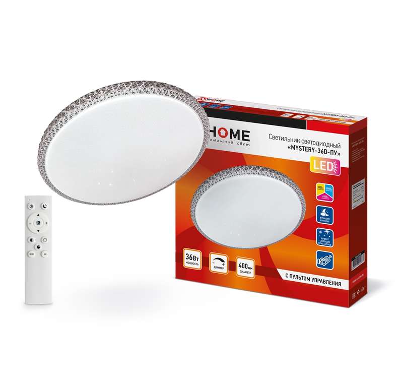 светильник светодиодный comfort mystery 36вт 3000-6500к 2900лм 230в 400х70мм с пультом ду in home 4690612025933 от BTSprom.by