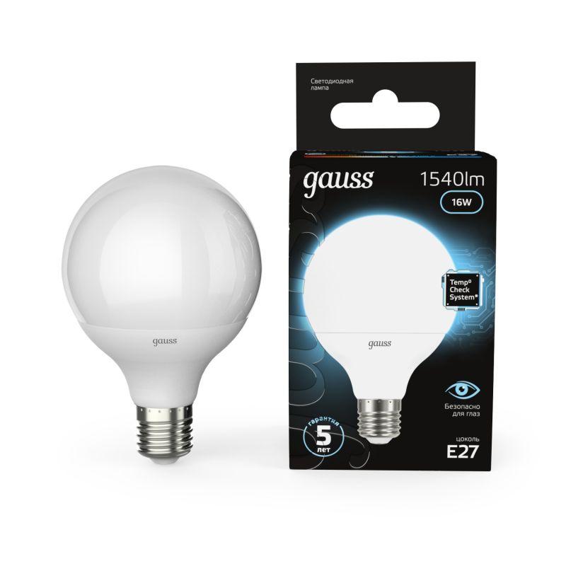 лампа светодиодная black 16вт g95 шар 4100к нейтр. бел. e27 1540лм gauss 105102216 от BTSprom.by