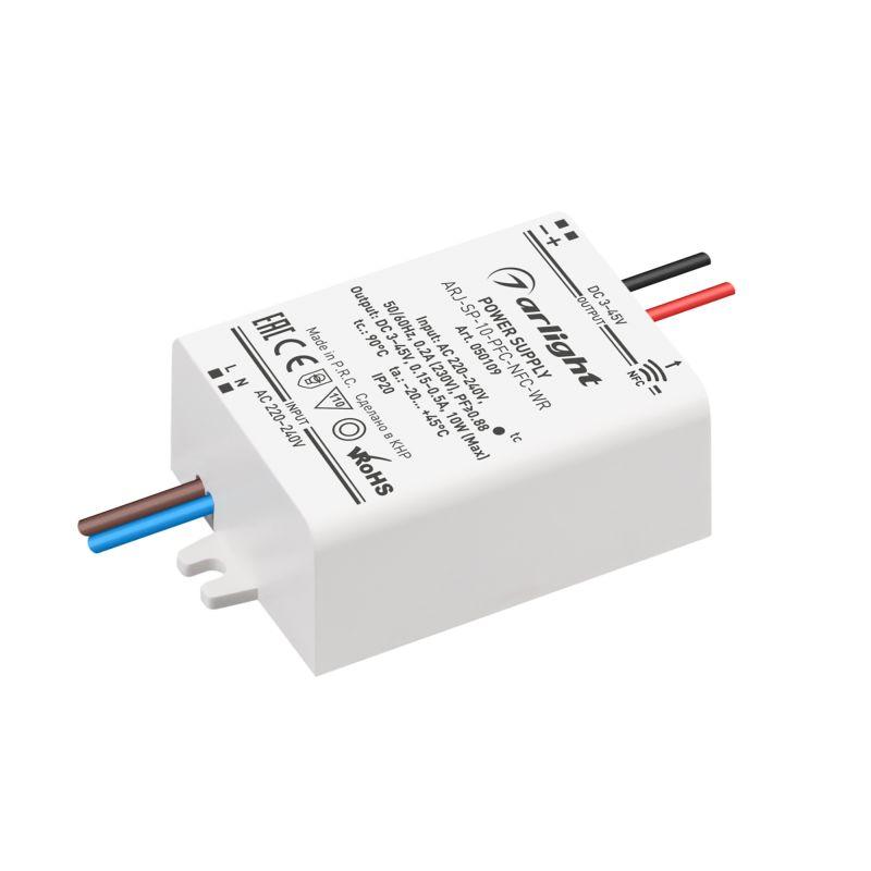 блок питания arj-sp-10-pfc-nfc-wr 10вт 3-45в 0.15-0.5а ip20 пластик arlight 050109 от BTSprom.by