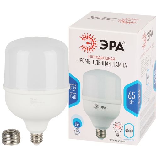 лампа светодиодная power std led t140-65w-4000-e27/e40 65вт колокол нейтральный белый свет e27/e40 эра б0071818 от BTSprom.by