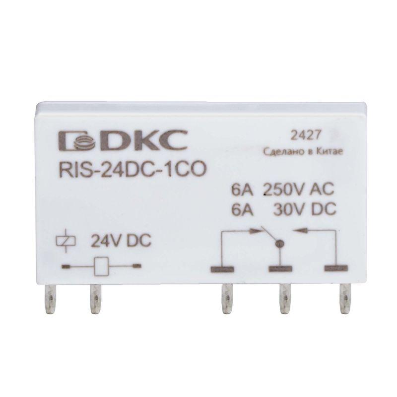 реле миниатюрное ультратонкое 1co ком. ток 6а agsno2 напряжение 24в dc dkc ris-24dc-1co от BTSprom.by