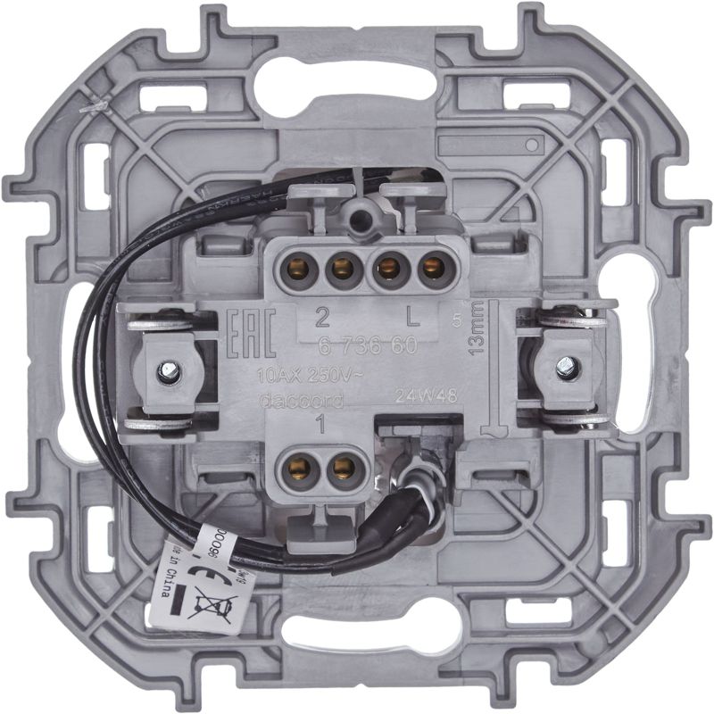  Переключатель 1-кл. Inspiria 10А IP20 250В 10AX с подсветкой/индикацией механизм бел. IEK 673660 фото в каталоге от BTSprom.by