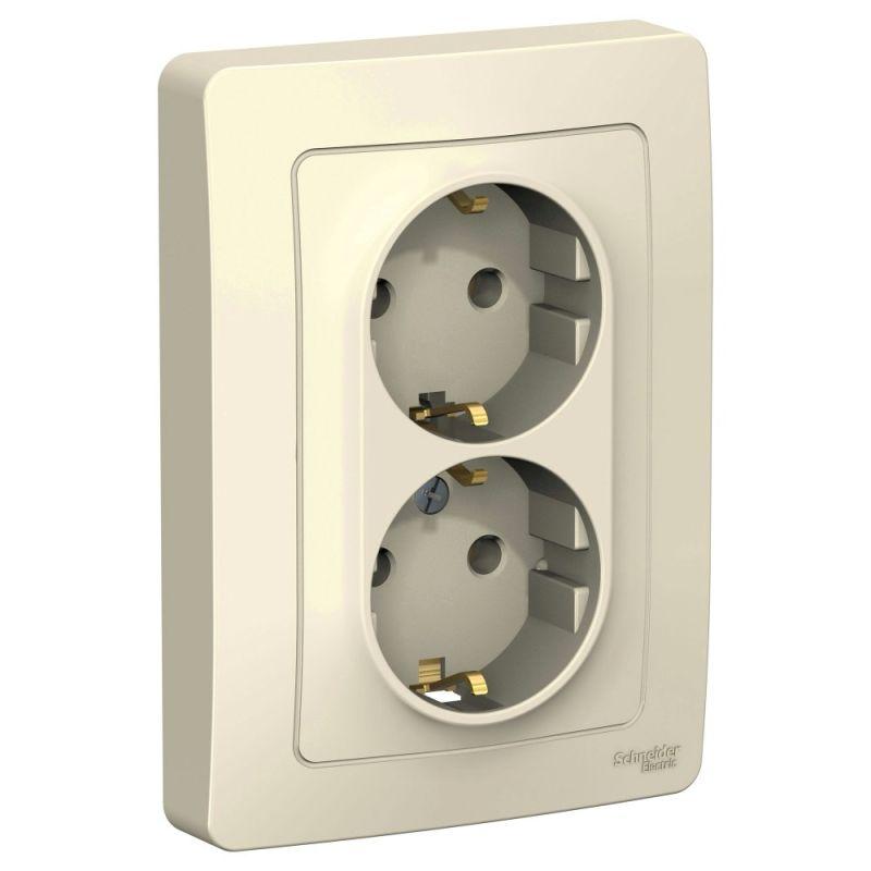 розетка 2-м сп blanca 16а ip20 250в с заземл. без защ. шторок молоч. se blnrs001022 от BTSprom.by