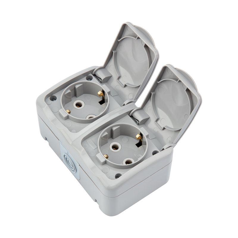  Блок розеток 2-м ОП Mini OG IP54 горизонт. с заземл. сер. Kranz KR-78-0806 фото в каталоге от BTSprom.by