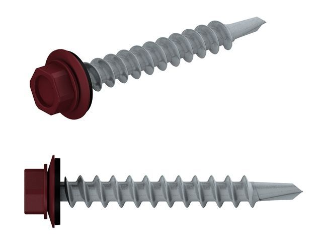 саморез кровельный 4.8х29 мм цинк, шайба с прокл., pt1, ral 3005 (5 кг) starfix smv1-32185-5 от BTSprom.by