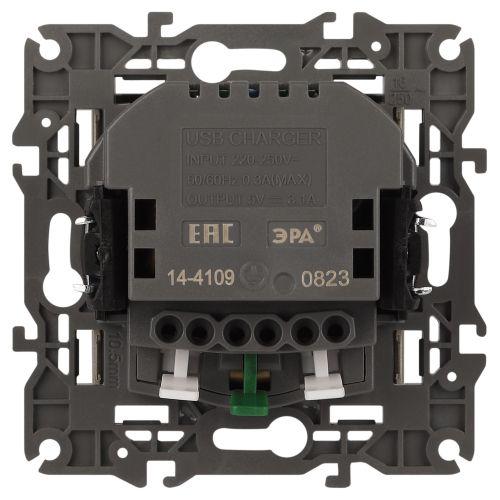  Розетка 16А 250В 2P+E с 2хUSB 5В-3А защ. шторки Elegance шампань 14-4109-04 ЭРА Б0047870 фото в каталоге от BTSprom.by