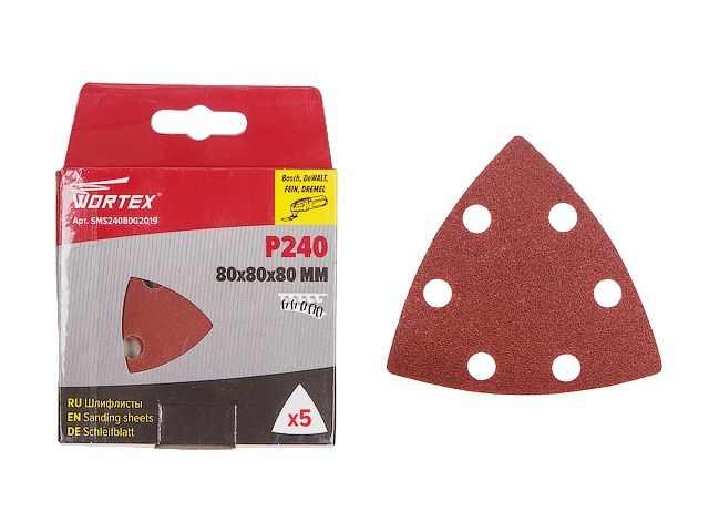 шлифлист 80мм дельта р240 д/дерева 6 отв. 5шт. wortex sms24080g2019 от BTSprom.by