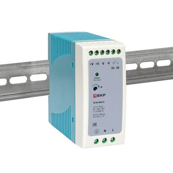  Блок питания на DIN-рейку 40Вт Uвх ~ 220В AC m Uвых - 24В DC постоянного тока EKF DR-M-40W-24 фото в каталоге от BTSprom.by