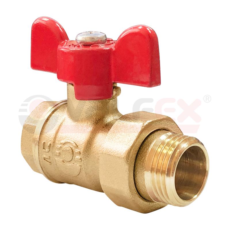 кран шаровой латунный optima с американкой вр/нр бабочка 1/2дюйм (100/25) valfex vf.227.l0b1.012 от BTSprom.by