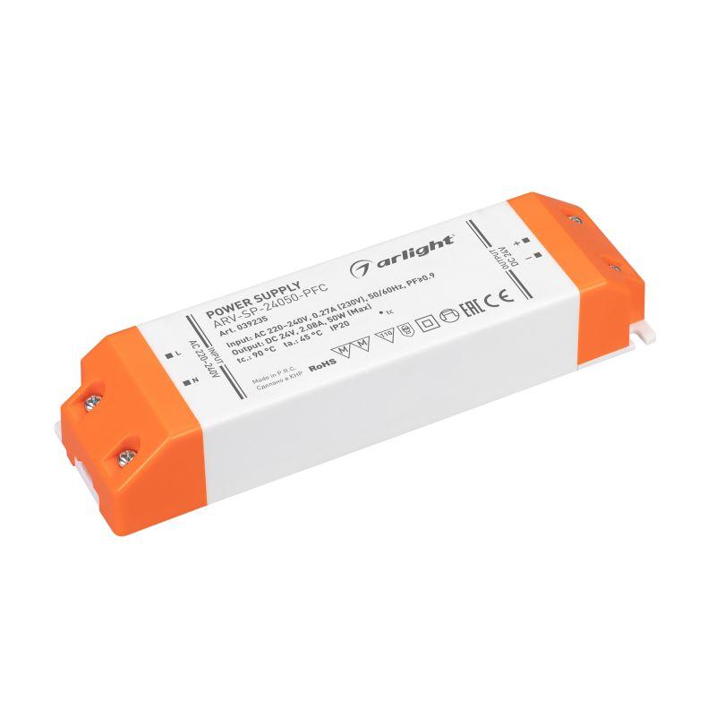блок питания arv-sp-24050-pfc (24в 2.08а 50вт) (ip20 пластик) arlight 039235 от BTSprom.by