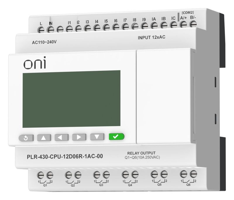  Модуль ЦПУ ПЛК 430 12 DI 6 RO 220В AC с экраном ONI PLR-430-CPU-12D06R-1AC-00 фото в каталоге от BTSprom.by